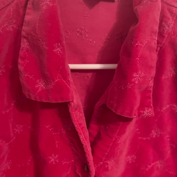 Northern Isles Women’s Hot Pink Button Down Embroidered Shacket SzL BarbieCore - Picture 13 of 14